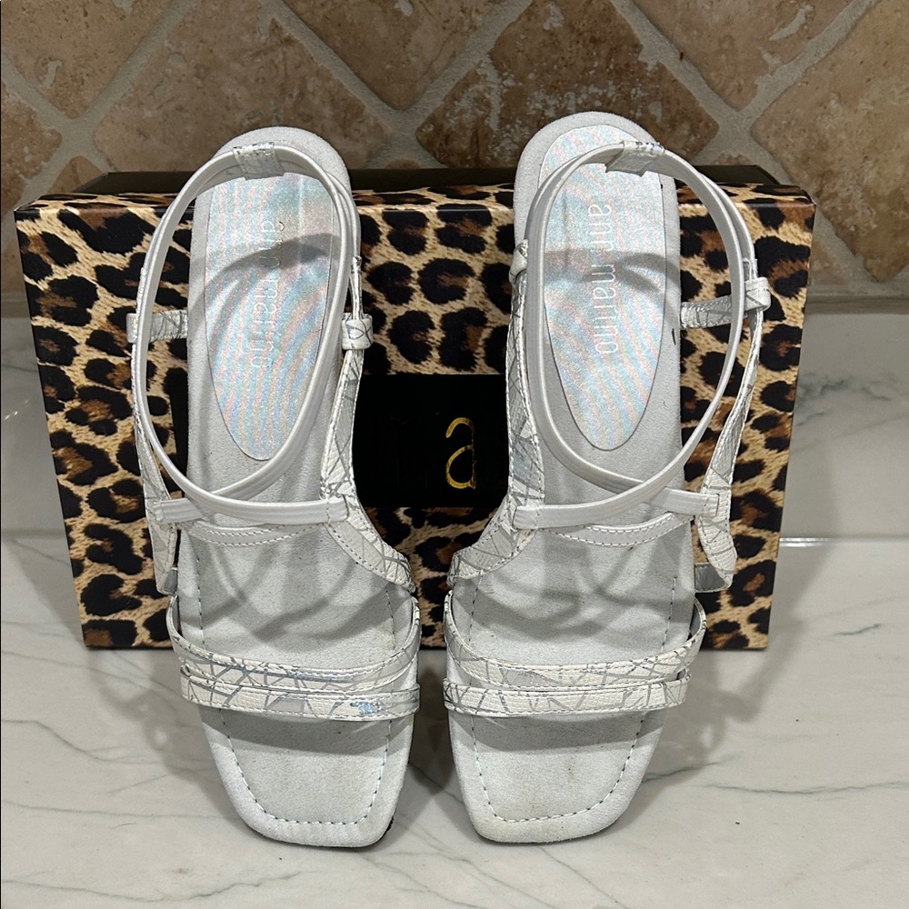 Ann Marino Silver Strappy Sandals